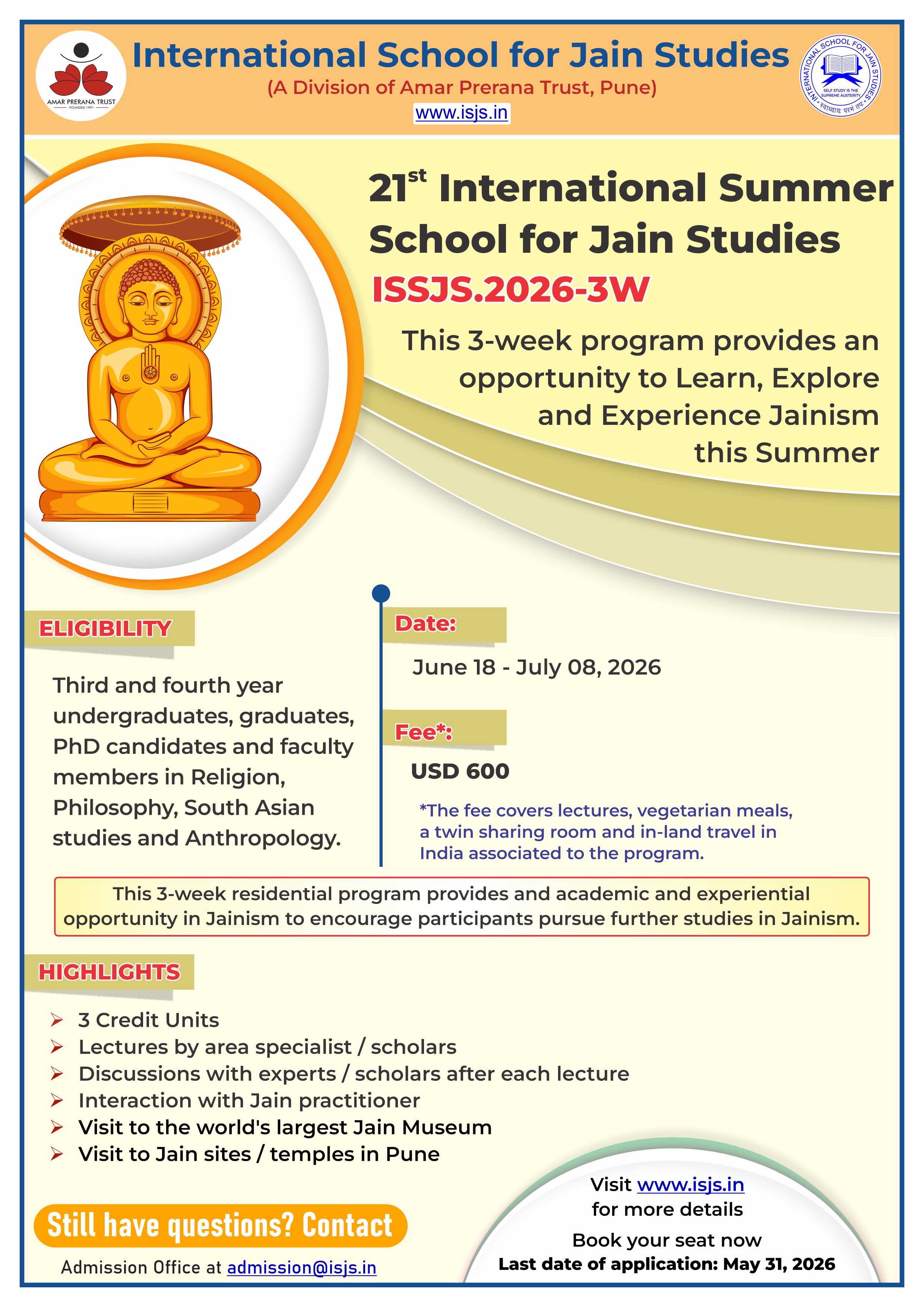 ISSJS 2026 3W International School For Jain Studies ISSJS 2026 3W International School For Jain Studies